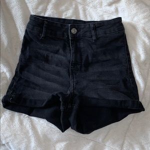 H&M high waisted black denim shorts